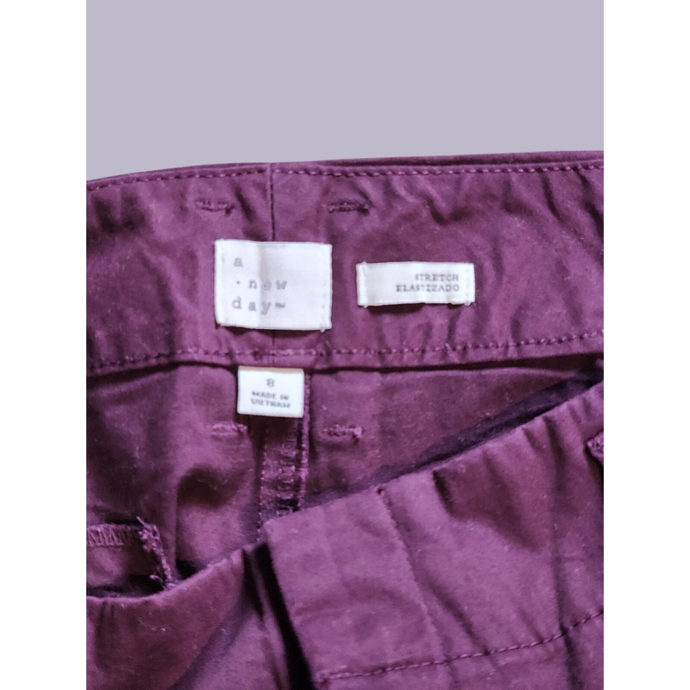 NWT A New Day Size 8 Women's Merlot High Rise Straight Leg Stretch Pants - Picture 3 of 7